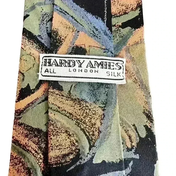 Hardy Amies Blue Green Abstract 100% Silk Tie Necktie 3.75” Wide - Picture 5 of 5